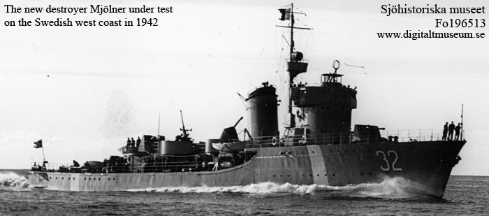 Destroyer Mjölner from 1942, built by Eriksbergs shipyard