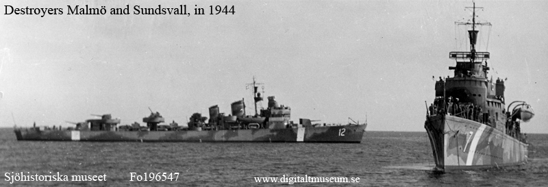 Swedish destroyers Malmö and Sundsvall, both built by Eriksberg 1938 resp 1942