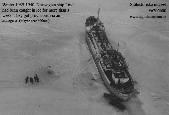 Norwegian ship Lind, caught in ice winter 1939-1940