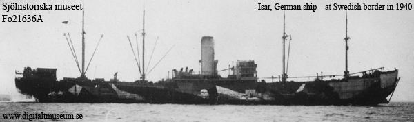 German ship Isar at Swedish border in 1940