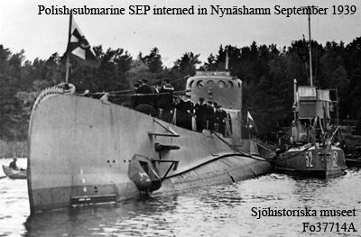 Polish submarine Sep interned in Nynäshamn in September 1939